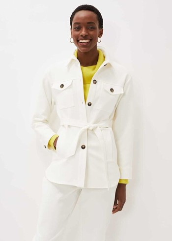 Phase Eight Ivie Belted Shacket Jackets White Australia | IX3271605